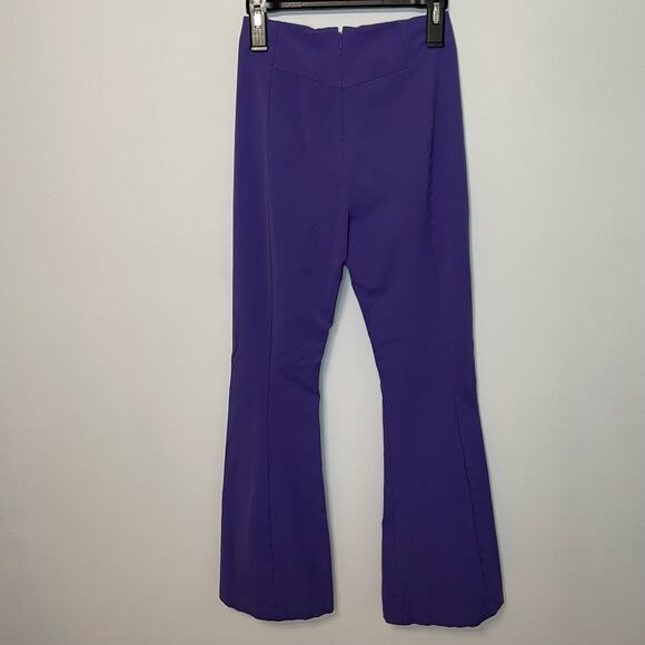 Free People Real Deal Flare Pants XS Womens Purple Split Leg High Rise - Picture 4 of 10